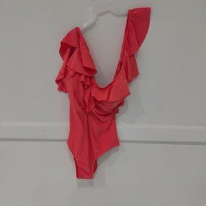 New Nicole Miller New York Women's 1-Piece Ruffle Cold Shoulder Swimsuit B172